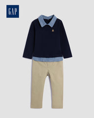 GAP BOYS NAVY LAYERED COLLAR LONG SLEEVED BODYSUIT