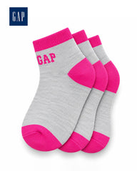 GAP GREY & HOT PINK ANKLE SOCKS - 3 PACK