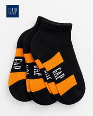 GAP KIDS BLACK & ORANGE ANKLE SOCKS - 3 PACK