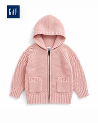 GAP KIDS BLUSH PINK ZIP UP HOODED KNIT CARDIGAN