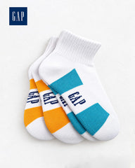 GAP KIDS WHITE MULTI COLOR ANKLE SOCKS - 3 PACK