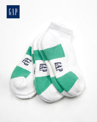 GAP KIDS WHITE & GREEN ANKLE SOCKS - 3 PACK