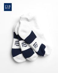 GAP KIDS WHITE & NAVY ANKLE SOCKS - 3 PACK
