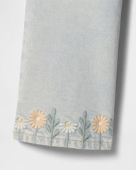 GAP LIGHT WASH FLORAL EMBROIDERED WIDE LEG JEANS