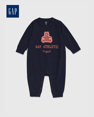 GAP NAVY ATHLETIC BEAR COTTON SLEEPSUIT