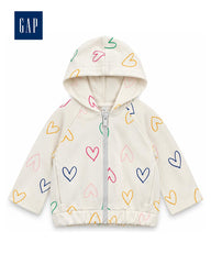 GAP OFF WHITE HEARTS PRINTED ZIPPER HOOD