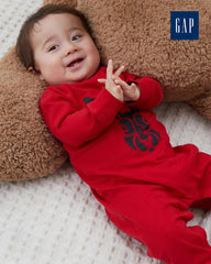 GAP RED BUNNY PRINT COTTON SLEEPSUIT