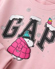 GAP SNOOPY WINTER GRAPHIC PINK SWEATSHIRT