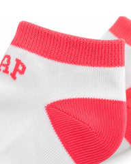 GAP WHITE & CORAL CONTRAST ANKLE SOCKS - 3 PACK