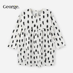 GEORGE BRUSH STROKE PATTERN COTTON DRESS