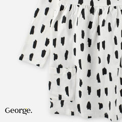GEORGE BRUSH STROKE PATTERN COTTON DRESS