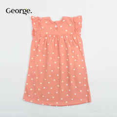 GEORGE ORANGE HEARTS PRINTED DRESS