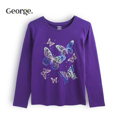 GEORGE PURPLE BUTTERFLY LONG SLEEVE T-SHIRT