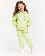 GIRLS LIME GREEN CHECKETED HOODIE & JOGGER SET