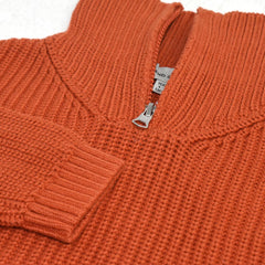 GRAND & HILLS BRIGHT BROWN FINE KNITTED SWEATER