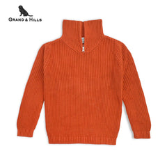 GRAND & HILLS BRIGHT BROWN FINE KNITTED SWEATER