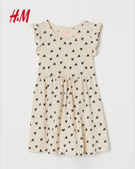 H&M BEIGE HEARTS PRINTED DRESS