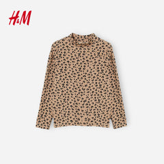 H&M BEIGE LEOPARD PRINT TURTLENECK TOP