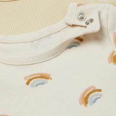 H&M BEIGE PRINTED COTTON T-SHIRT