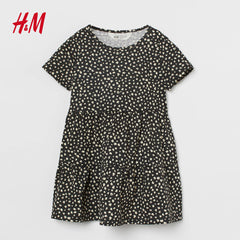 H&M BLACK LEOPARD PRINTED COTTON DRESS