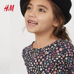 H&M PURPLE FLORAL COTTON JERSEY DRESS