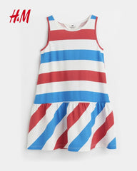H&M BLUE AND RED STRIPED DRESS