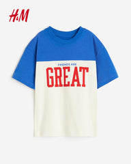 H&M BLUE FRIENDS ARE GREAT JERSEY T-SHIRT