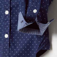 H&M DARK BLUE COTTON DOTTED SHIRT