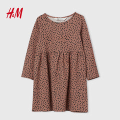 H&M BROWN LONG SLEEVE CHEETAH DOTTED DRESS