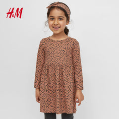 H&M BROWN LONG SLEEVE CHEETAH DOTTED DRESS