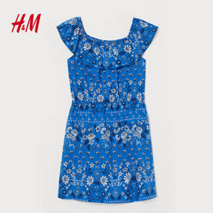 H&M Blue Flounced Jersey Dress