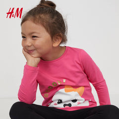 H&M CERISE BOOOH PRINTED JERSEY TOP