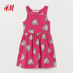 H&M CERISE UNICORNS PATTERENED SLEEVELESS DRESS