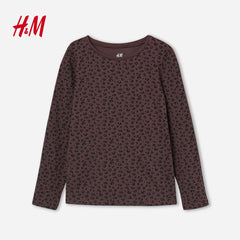 H&M DARK BROWN LEOPARD PRINT JERSEY TOP