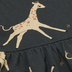 H&M DARK GREY GIARAFFES SLEEVELESS PRINTED DRESS