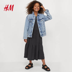 H&M DARK GREY LONG COTTON DRESS