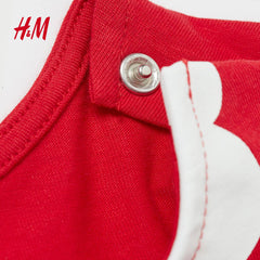H&M GLITTERY BUCKLE RED COTTON JERSEY DRESS
