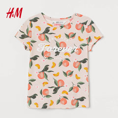 H&M LIGHT BEIGE PEACHES PRINTED T-SHIRT