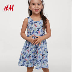 H&M LIGHT BLUE BUTTERFLIES PATTERNED JERSEY DRESS