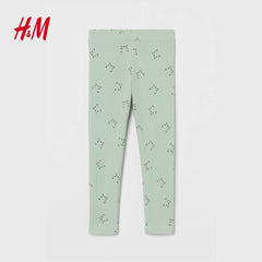 H&M LIGHT GREEN CATS LEGGINGS