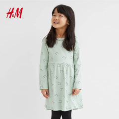 H&M LIGHT GREEN CATS WHISKERS PRINTED DRESS
