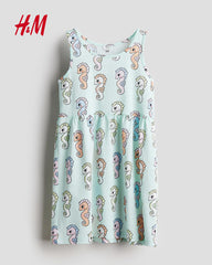 H&M LIGHT GREEN SEA HORSE PRINTED DRESS