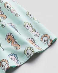 H&M LIGHT GREEN SEA HORSE PRINTED DRESS