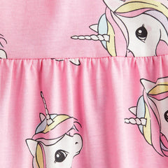 H&M LIGHT PINK UNICORN PATTERNED COTTON DRESS-24