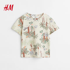 H&M NATURAL WHITE ANIMAL PRINT T-SHIRT