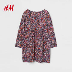 H&M NAVY BLUE FLORAL PRINTED DRESS