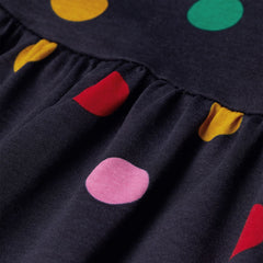 H&M NAVY DOTTED PATTERNED JERSEY DRESS