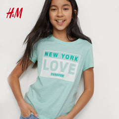 H&M NEWYORK LOVE GLITTERY PRINTED TOP