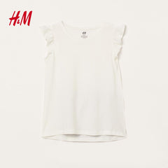 H&M OFF WHITE FLUTTER SLEEVE TOP