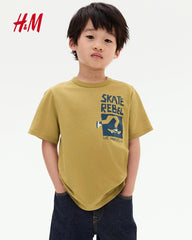 H&M OLD YELLOW SKATE RABEL PRINTED T-SHIRT